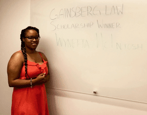 Congratulations, Wynetta McIntosh – Our 2018 Recipient of the Gainsberg Injury and Accident Lawyers Annual Scholarship Award!